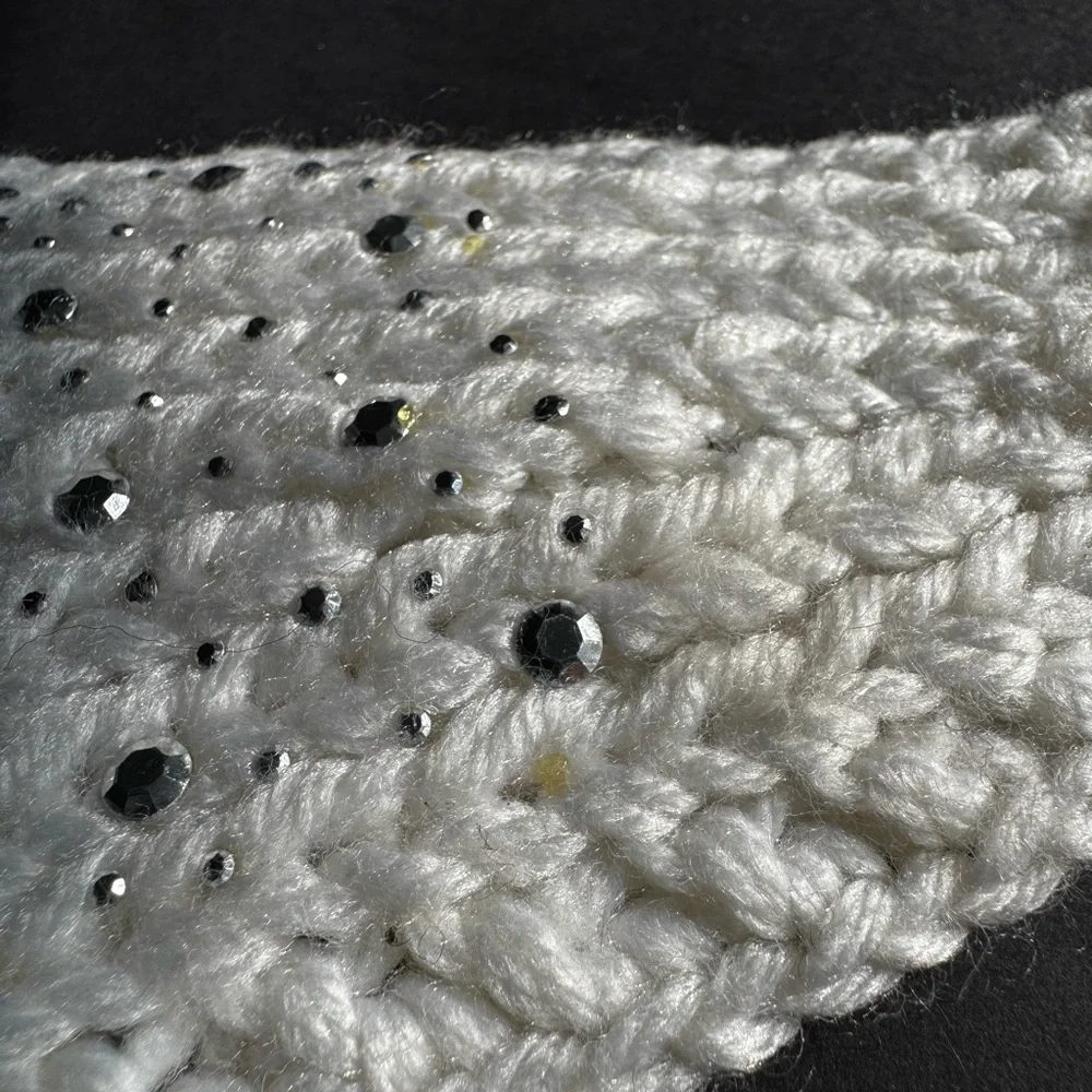 Mixit White Knit Headband with Rhinestones